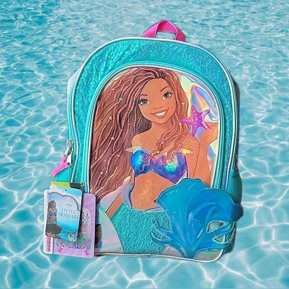 Little Mermaid Kids Ariel Sequin 17" Laptop Backpack RARE+Gift inside - Picture 4 of 17